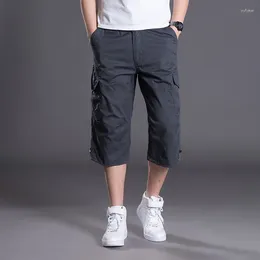Men's Shorts Summer Baggy Multi Pocket Cargo Straight Brches Male Long Army Grn Khaki Mens Loose Short Plus Size 5XL
