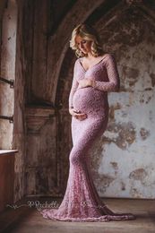 Maternity Dresses Mermaid Wedding Pography Lace Maxi Maternity Dress Shoulder Sexy Women's Maternity Dress Pography Prop 230404