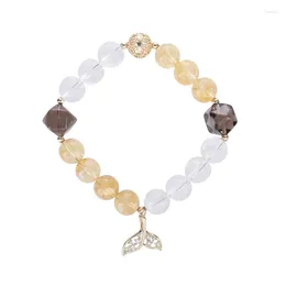 Charm Bracelets Charming Tea Crystal Bracelet Adorned With White Yellow For Women