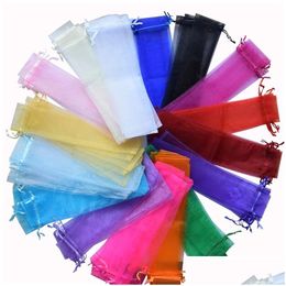 Gift Wrap White Dstring Bag Gift Wrap Organza Folding Hand Fan Pouch Party Wedding Bags Drop Delivery Home Garden Festive Party Suppli Dhweq