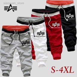Men's Shorts Men's Summer Sweatpants 3/4 Casual Gym Fitness Double Rope Cropped Trousers Workout Track Pants Male Joggers Tracksuit BottomsM230403