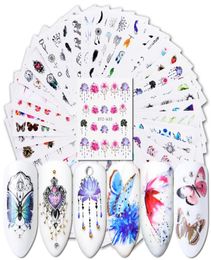 40pcs Watermark Slider Nail Stickers Decal Water Transfer Tattoo Flower Butterfly Decoration Manicure Adhesive Tip7807786