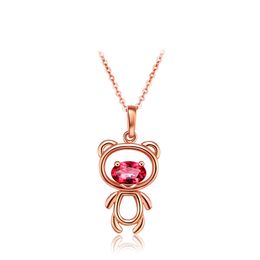 Necklace Girl Student GirlFriend Red Crystal Cute Pendant Rose Gold Necklace Birthday Gift