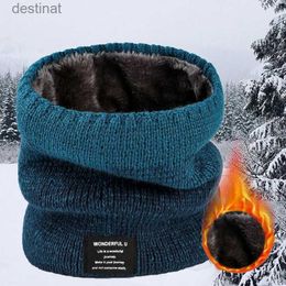 Scarves Winter Scarf for Men Fleece Ring Bandana Knitted Warm Solid Scarf Women Neck Warmer Thick Cashmere Hot Handkerchief Ski MaskL231104