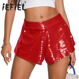 Women's Shorts Womens Boxer Shiny Sequins High Waist Bottoms Glittery Pants For Rave Party Club Dancing Stage Performance