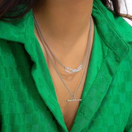 Pendant Necklaces For Women 2023 Hip Hop Simple Cool Wind Overlapping Necklace Geometric Punk Metal Bar Small Bridesmaid Gift