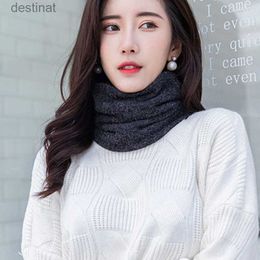 Scarves Winter Ring Scarves Fleece Neck Warmer Outdoor Knitting Wool Collar Scarves Plush Snood Scarf Keep Warm Solid Colour NeckerchiefL231104