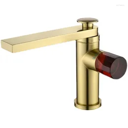 Bathroom Sink Faucets Gun Grey Solid Brass Basin Mixer & Cold Single Handle Deck Mounted Lavatory Copper Taps Brushed Gold