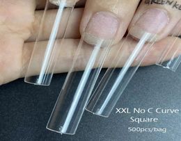 500pcs No C Curve XXL Square Straight False Nail Tips Half Cover Clear Extra Long Fake Nails6215786