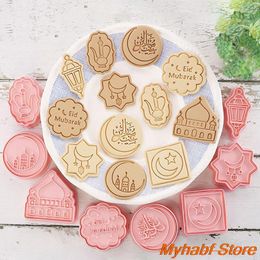 Baking Moulds Eid Mubarak Cookie Cutter Mold Plastic Biscuit Stamp Pastry Tools Islamic Muslim Ramadan Decor