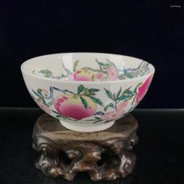 Decorative Figurines Free Delivery Elaborate China Jingdezhen Porcelain Painting "Pink Longevity Peach" Bowl Crafts Home Decoration