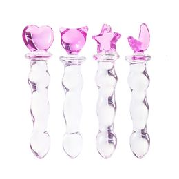 Dildos/Dongs Gay Sex Products Butt Plug Vaginal Anal Stimulation Vibrator Beads Crystal Glass Dildo Penis For Women toys 230404