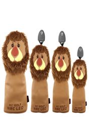 Golf Club Head Covers Cute Lion for Driver Fairway PU Leather Waterproof with Number Tag Golf Wood Headcovers Utility 220625896151