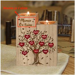 Candle Holders To My Mom Personalized Wooden Pillar Woodines sticks Of Life Family Tree 110 First Name for Mum Grandmother 230403