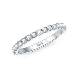 Solitaire Ring Anziw 2mm Round Cut Full Band Rings for Women 925 Sterling Silver All-Around Wedding Band Jewelry Gifts 230403