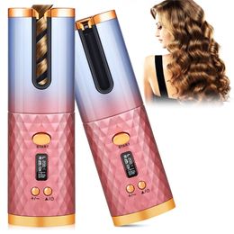 Curling Irons Automatic Hair Curler Curly Machine Ceramic Cordless Rotating Curling Iron Hair Waver Wand Curlers USB Charging LED Curler Iron 230403