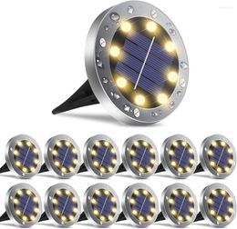 12Pcs Solar Outdoor Lights Waterproof Pathway Lighting Decor For Garden Lawn Patio Yard Driveway Step And Walkway