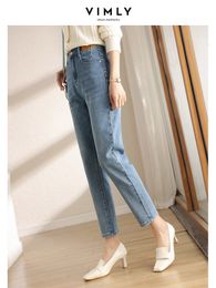 Women's Jeans Vimly Women's High Waist Jeans Hougong Jeans Spring Korean Fashion Full Match Cotton Bottom Women's Trousers 70700 230404