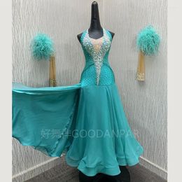 Stage Wear GOODANPAR Costume Modern Competition Waltz Tango Ballroom Dance Dress Standard Girls Women Ostrich Fethers