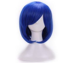 WoodFestival synthetic wigs for women heat resistant Fibre wig bob cosplay dark blue hair bangs high quality7169389
