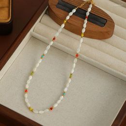 Choker Minar Chic Candy Colour Natural Shell Crystal Strand Beaded Necklaces For Women Wholesale 14K Real Gold Plated Copper