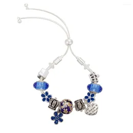 Charm Bracelets VIOVIA Drop Design Bangle Adjustable Royal Blue Heart Flower Crown Beaded Bransoletka Lobster Clasps Valentines Gift