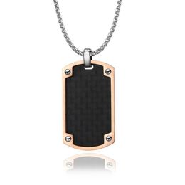 Pendant Necklaces Carbon Fiber Dog Tag Men's Necklace For Military Army Soldier Jewelry Gift Stainless Steel 24Inch Chain Lin230x