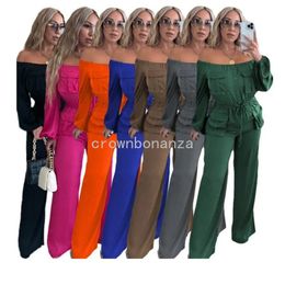 Designer Jumpsuits Women Long Sleeve Rompers Fall Winter Clothes Casual Slash Jumpsuits with pockets Fashion One Piece Outfits Overalls Cargo Pants