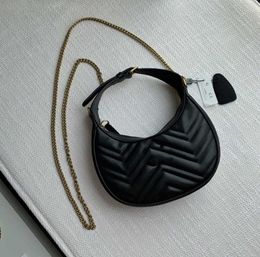 Designer classic One Shoulder bag cowhide Bronze chain bag Fashion sense Crescent handbag
