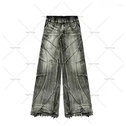 Men's Jeans Y2k Streetwear Punk Hip Hop West Workwear Ripped Rap Style Loose Wash Plus Size Clothing Men Mopping Pants