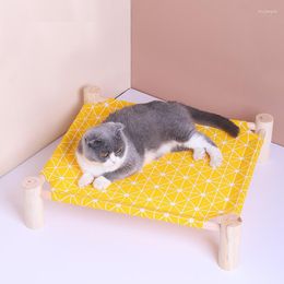 Cat Beds Slod Wood Hammocks Bed Canvas House Lounge For Small Cats Dogs Durable Pet Supplie