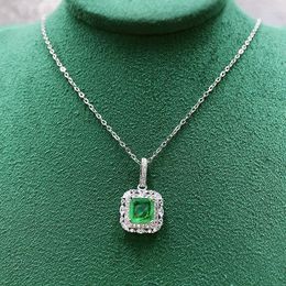 Chains 2023 S925 Silver Necklace Retro Pendant Emerald Cutting 7 Summer Versatile Female Jewelry