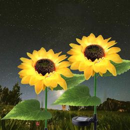 Novelty Lighting Sunflowers Garden Lawn Light Waterproof Solar Simulation Flower Light Landscape Romantic Durable Brighter for Holiday Decoration P230403