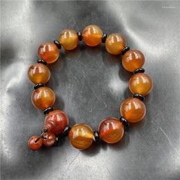 Strand 16mm Light Agate Bracelet Men's Chalcedony