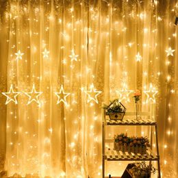 Strips Stars Hanging Curtain Lights String Home Party Wedding Decor Icicle Garland Lamp Night Light Drop ShipLED LED