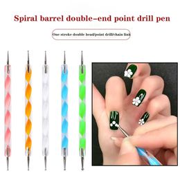 Dotting Tools 5 Sets of Nail Art Double-headed Point Drill Pen Nail Chain Link Flower Dot Painting Drawing DIY Professional Nail Acrylic Tools