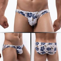 Underpants Sexy Underwear Men Youth Low Waist Printed Pattern Gay Slips Lingerie Bottom Pants Triangles Cueca