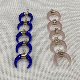 Charms Natural Stone Rose Quartz Lapis Lazuli Moon Shaped Pendant Women's Charm Jewellery Diy Necklace Bracelet Earrings 18x20mm