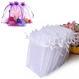 100 Pieces/Lot Jewelry Bags Organza Jewelry Wedding Party Xmas Gift Bags Gold Silver 18 Colors with Drawstring 7*9cm 9*12cm 10*15cm 13*18cm 20*30cm I0404