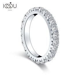 Solitaire Ring IOGOU 925 Sterling Silver Full Ring 3.0mm Round Band Ring for Women SONA Diamond Wedding Jewellery Luxury Rings 230403