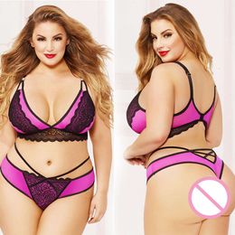 Sexy Costume Lingerie Sexy for Fat High Briefs Set Women Bralet Bras Large Size Elastic Knickers Ladies Underwear Panty Sexi