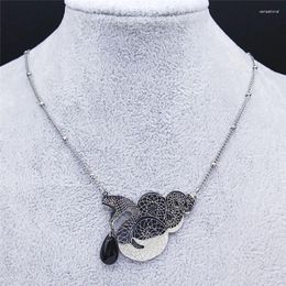 Pendant Necklaces Goth Entwined Snakes Water Drop Glass Stainless Steel Necklace Silver Color Chain Jewelry Collier Serpent N2211s06