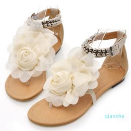 Sandals Women Sandals Bohemia Style Summer Shoes Woman Beach Comfortable Flat Sandals Flower Sandalias Flip Flops Plus Size 43 WSH4021 230403