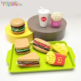 Kitchens Play Food 9PCS Mini Pretend Play Simulation Burger Hot Dog Plastic Fast Food Assembly Kitchen Set Children Play House Toys For GirlsL231104