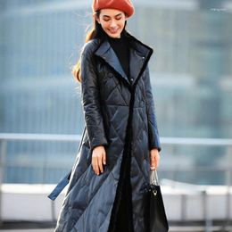 Женская кожаная куртка из натуральной кожи, зимнее женское пальто на утином пуху Chaqueta Mujer AKF-1166 YY888