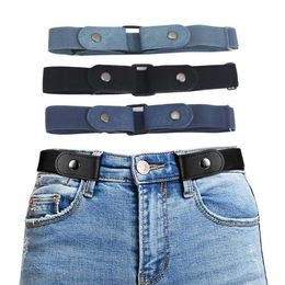 Belts Elastic Belt Without Buckle Cowboy Canvas Women Buckle Free Belt Ladies Jeans Pants Waist Belt Stretch No Buckle Invisible Belt Z0404