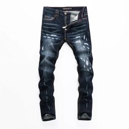 Mens Jeans PLEINXPLEIN original design husband blue Stretch jeans mens slim denim trousers Skulls pants for men 230404