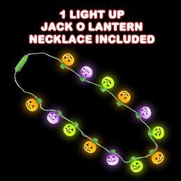 Christmas Decorations Lightup Jackolantern Necklace With Mtimode Flashing Leds Halloween Party Favours Accessories For Women Men And Ki Amd6M