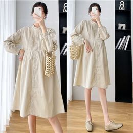 Maternity Dresses Pregnant Women's Abdomen Cover Dress Spring and Autumn Fashion Mid length Loose Fit Pregnant Women's Dress Pregnant Women's Clothing 230404