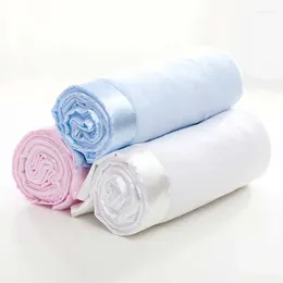 Blankets Baby Blanket Embroidered Cotton Quilt Soft Infant Swaddle Stroller Infantil Wrap Kids Monthly Solid Flannel Satin Edging